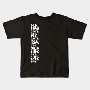 Long Distance Trails Helvetica List (White Font) Kids T-Shirt